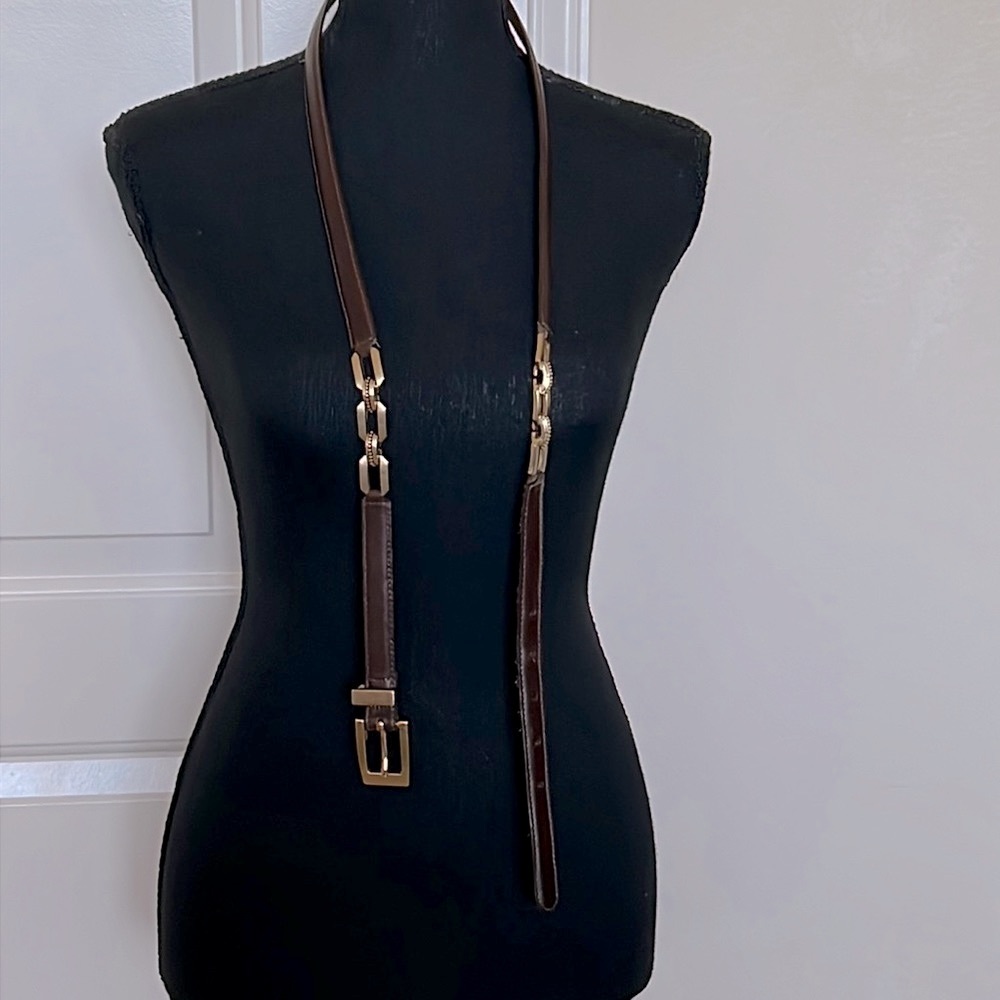 Talbots embellished brown leather belt